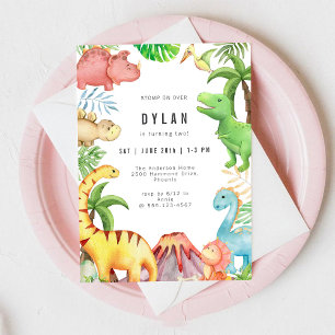 Invitación de cumpleaños de niños con dinosaurios