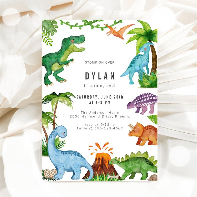 Invitación de cumpleaños de niños con dinosaurios (Subido por el creador)