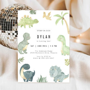 Invitación de cumpleaños de niños con dinosaurios