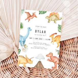 Invitación de cumpleaños de niños con dinosaurios