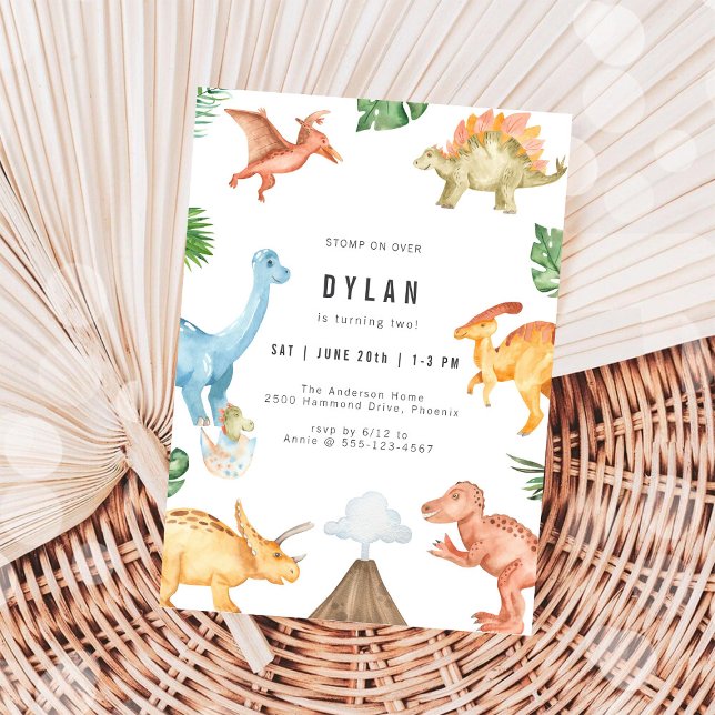 Invitación de cumpleaños de niños con dinosaurios (Subido por el creador)