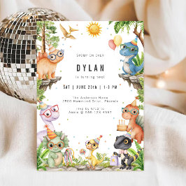 Invitación de cumpleaños de niños con dinosaurios