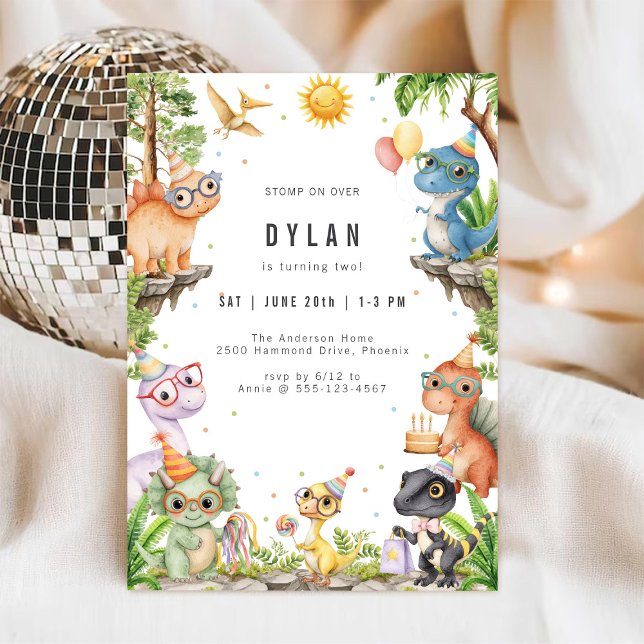 Invitación de cumpleaños de niños con dinosaurios (Subido por el creador)