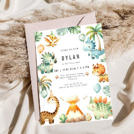 Invitación de cumpleaños de niños con dinosaurios