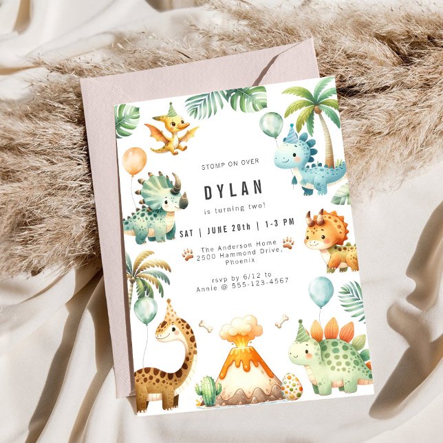 Invitación de cumpleaños de niños con dinosaurios (Subido por el creador)