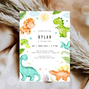 Invitación de cumpleaños de niños con dinosaurios