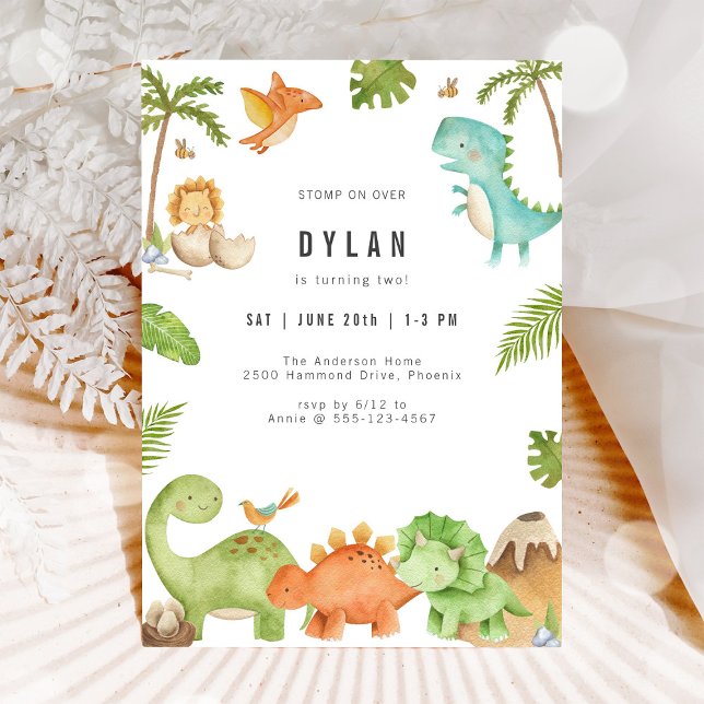Invitación de cumpleaños de niños con dinosaurios (Subido por el creador)