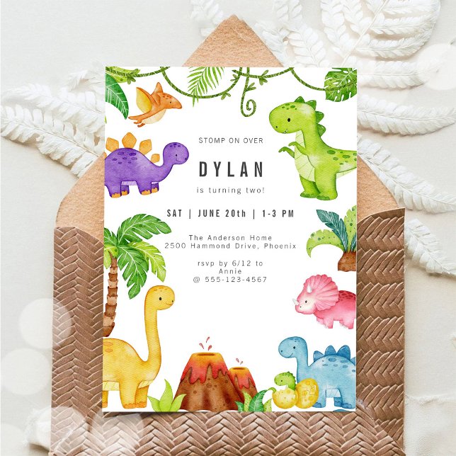 Invitación de cumpleaños de niños con dinosaurios (Subido por el creador)
