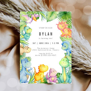 Invitación de cumpleaños de niños con dinosaurios