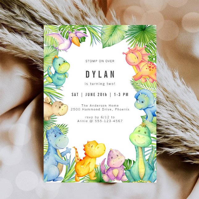 Invitación de cumpleaños de niños con dinosaurios (Subido por el creador)