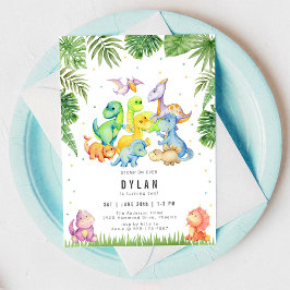 Invitación de cumpleaños de niños con dinosaurios