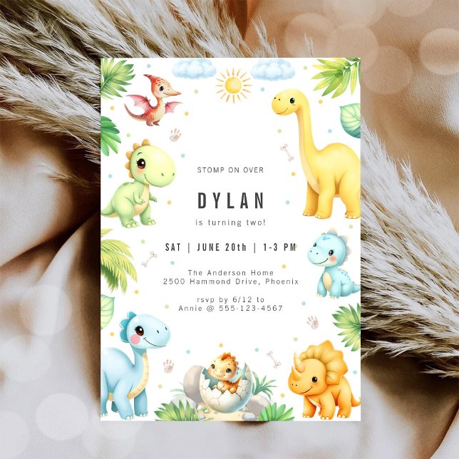 Invitación de cumpleaños de niños con dinosaurios (Subido por el creador)
