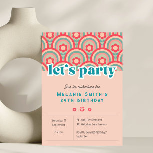 Invitación de cumpleaños de niños con flores retro