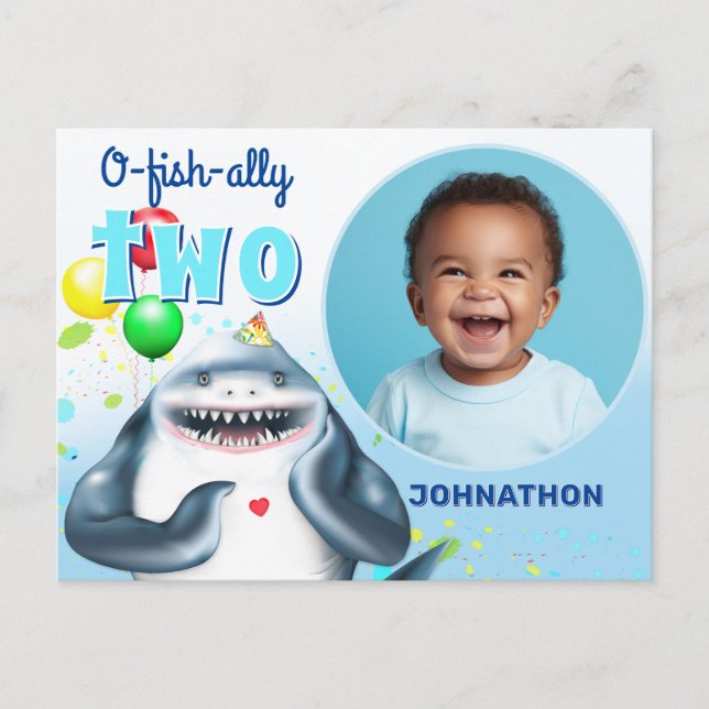 Invitación de cumpleaños de niños con foto de tibu (Anverso)