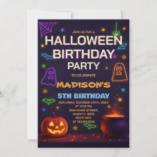 Invitación de cumpleaños de niños con trucos o tra