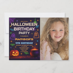 Invitación de cumpleaños de niños con trucos o tra