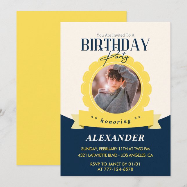 Invitación de cumpleaños de niños cumpleaños 14 cu (Anverso / Reverso)