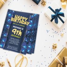 Invitación de cumpleaños de niños de 9 años