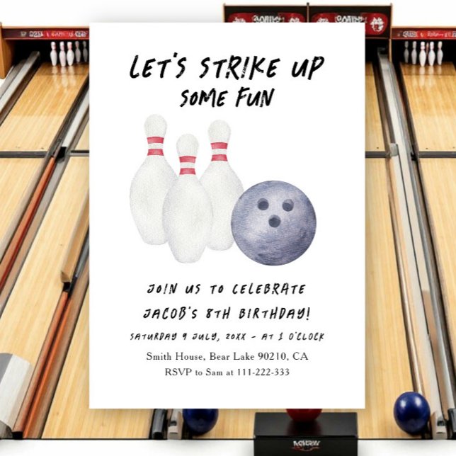 Invitación de cumpleaños de niños de bolos (Subido por el creador)