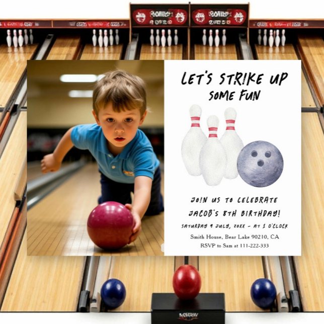 Invitación de cumpleaños de niños de bolos (Subido por el creador)