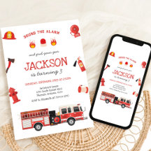 Invitación de cumpleaños de niños de camión de bom