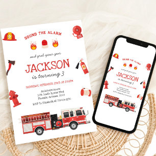 Invitación de cumpleaños de niños de camión de bom