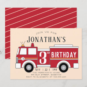 Invitación de cumpleaños de niños de camiones de b