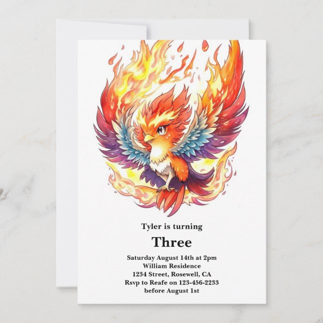 Invitación de cumpleaños de niños de Phoenix (Anverso)