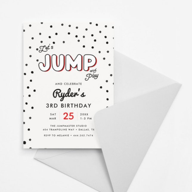 Invitación de cumpleaños de niños de rojo y negro  (Subido por el creador)