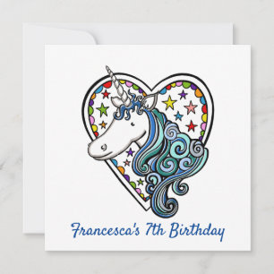 Invitación de cumpleaños de niños de unicornio per