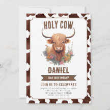 Invitación de cumpleaños de niños de vacas de High