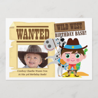 Invitación de cumpleaños de niños del oeste occide