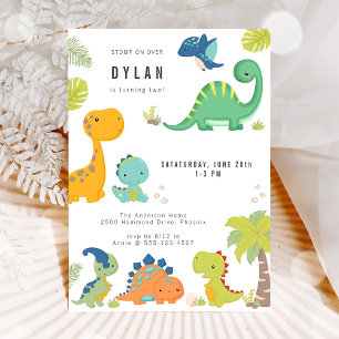 Invitación de cumpleaños de niños dinosaurios