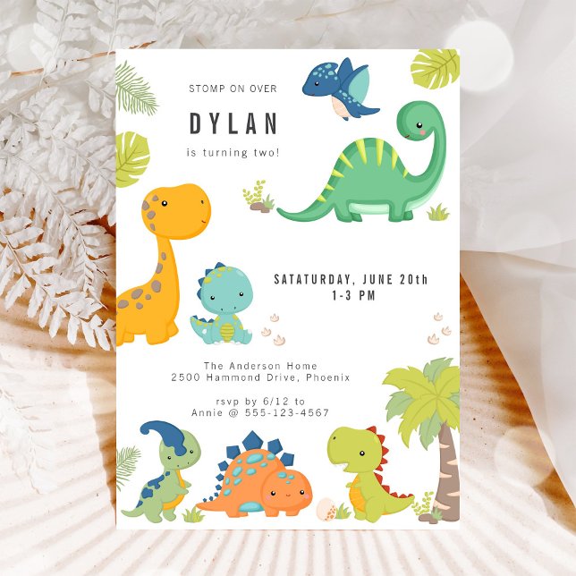 Invitación de cumpleaños de niños dinosaurios (Subido por el creador)