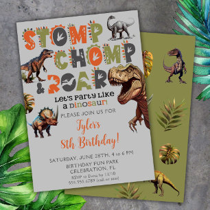 Invitación de cumpleaños de niños dinosaurios Niño