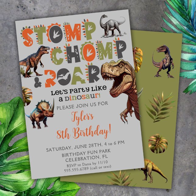 Invitación de cumpleaños de niños dinosaurios Niño (Subido por el creador)