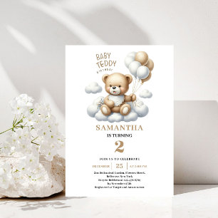 Invitación de Cumpleaños de Niños Oso de Peluche D