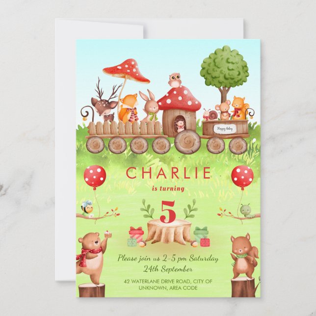 Invitación de cumpleaños de niños para animales de (Anverso)