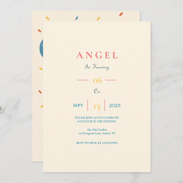 Invitación de cumpleaños de niños personalizados c (Anverso / Reverso)