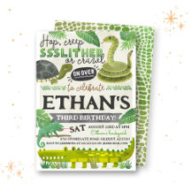 Invitación de cumpleaños de niños reptiles