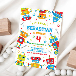Invitación de cumpleaños de niños robot