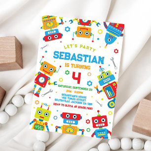 Invitación de cumpleaños de niños robot