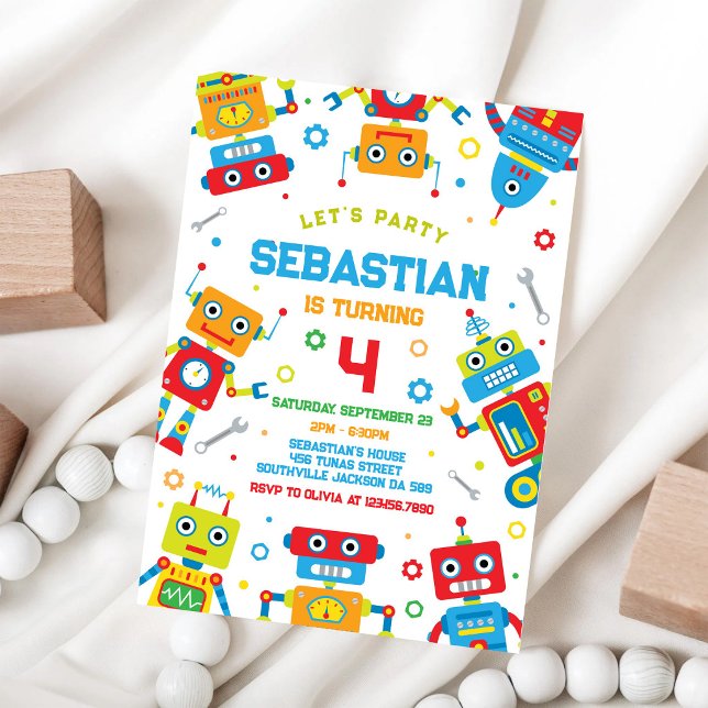 Invitación de cumpleaños de niños robot (Subido por el creador)