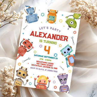 Invitación de cumpleaños de niños robot