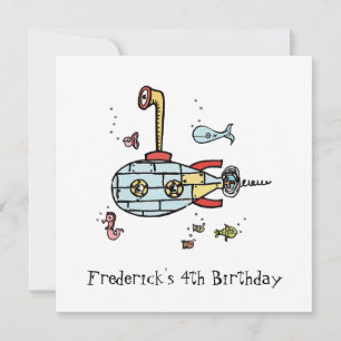 Invitación de cumpleaños de niños submarinos perso