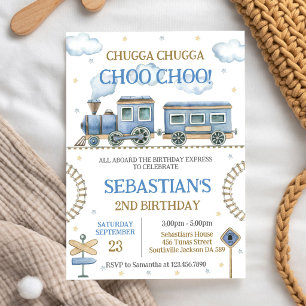 Invitación de cumpleaños de niños tren de juguetes