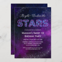 Invitación de cumpleaños de noche bajo las estrell