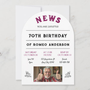 Invitación de cumpleaños de noticias