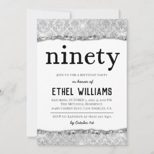Invitación de cumpleaños de noventa diamantes