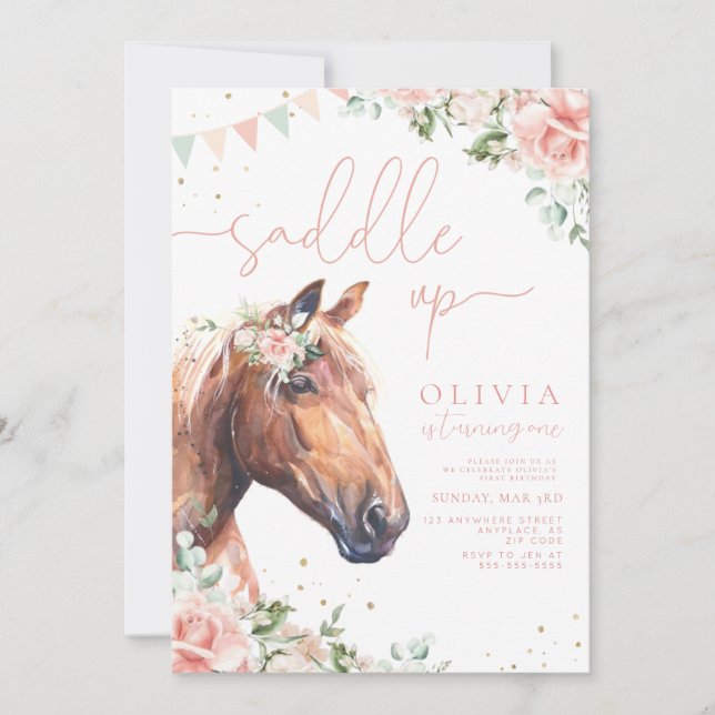 Invitación de cumpleaños de Novia de Caballo Arrib (Anverso)